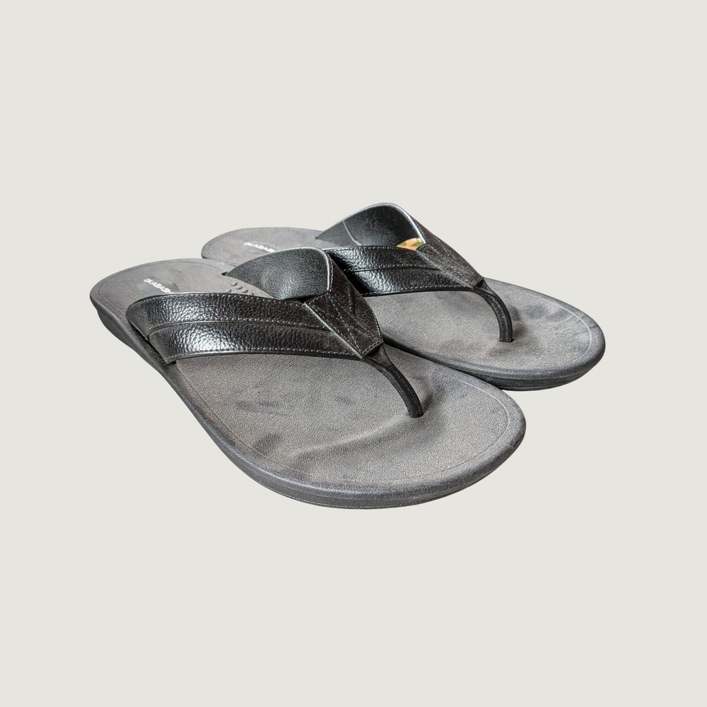 Okabashi Shoreline Mens Black Flip Flop Sandals Comfort Arch Support Size 13 USA